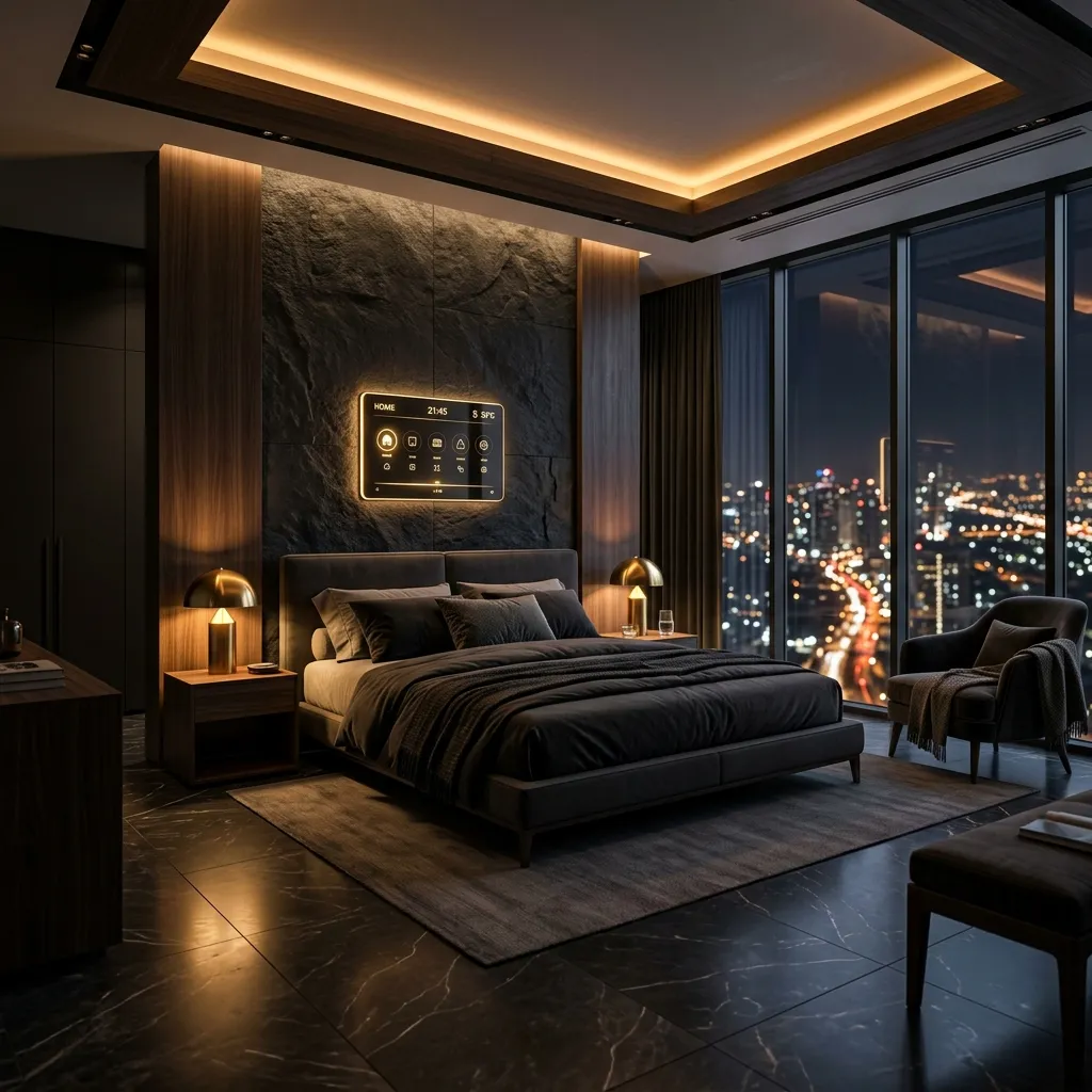 Starvis smart bedroom with mood lighting and wall panel